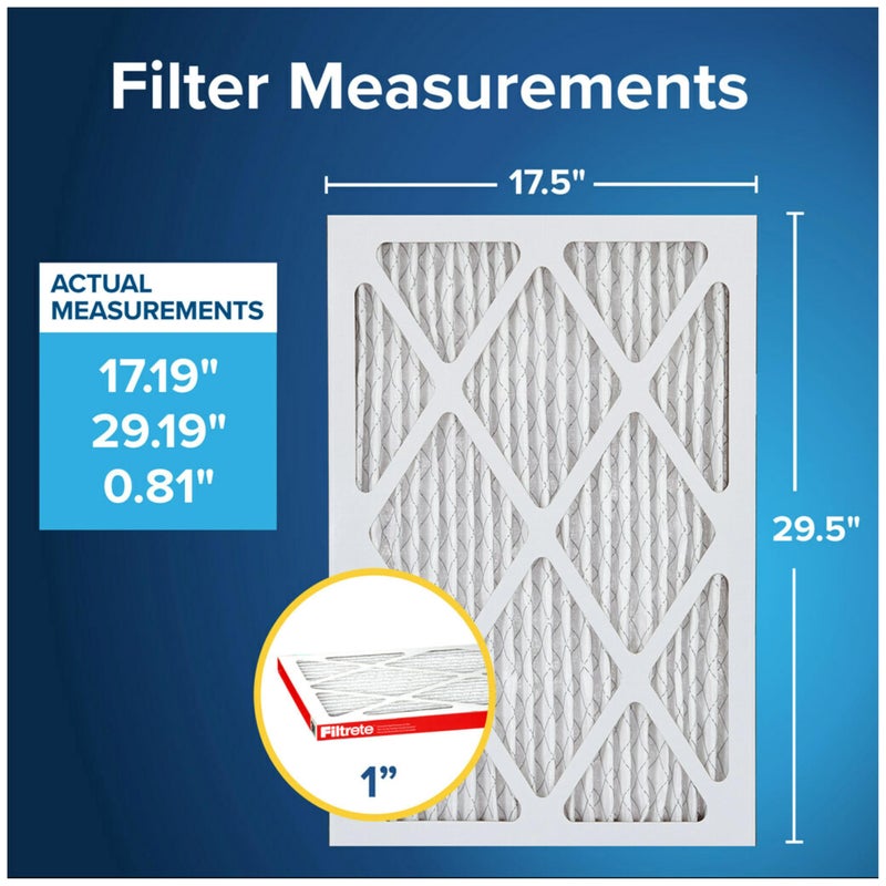 Filtrete 17.5x29.5x1 AC Furnace Air Filter, MERV 11, MPR 1000, Micro Allergen Defense, 3-Month Pleated 1-Inch Electrostatic Air Cleaning Filter, 6 Pack (Actual Size 17.19x29.19x0.81 in) - Image 2